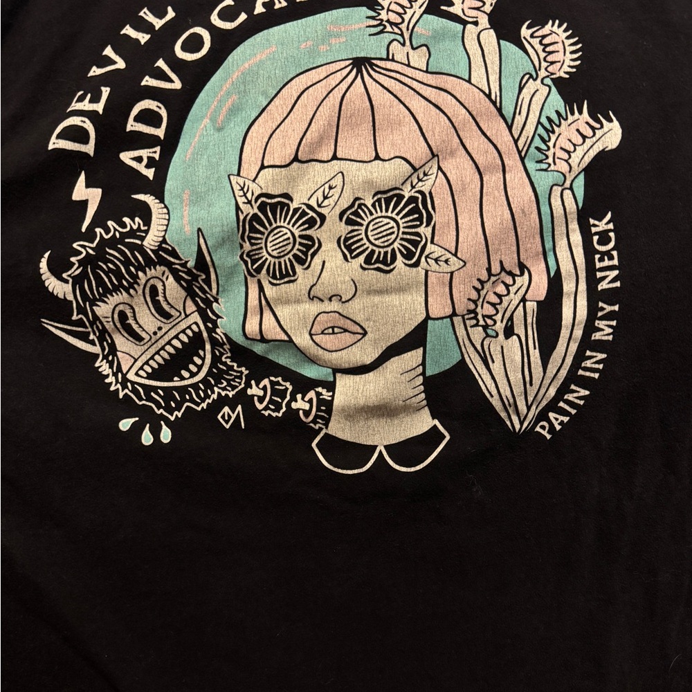 Black Graphic Tee with Artistic Design